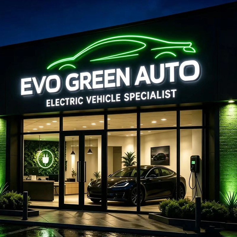Auto Repair Shop Logo - Letreiro Personalizado com LED Retroiluminado para
