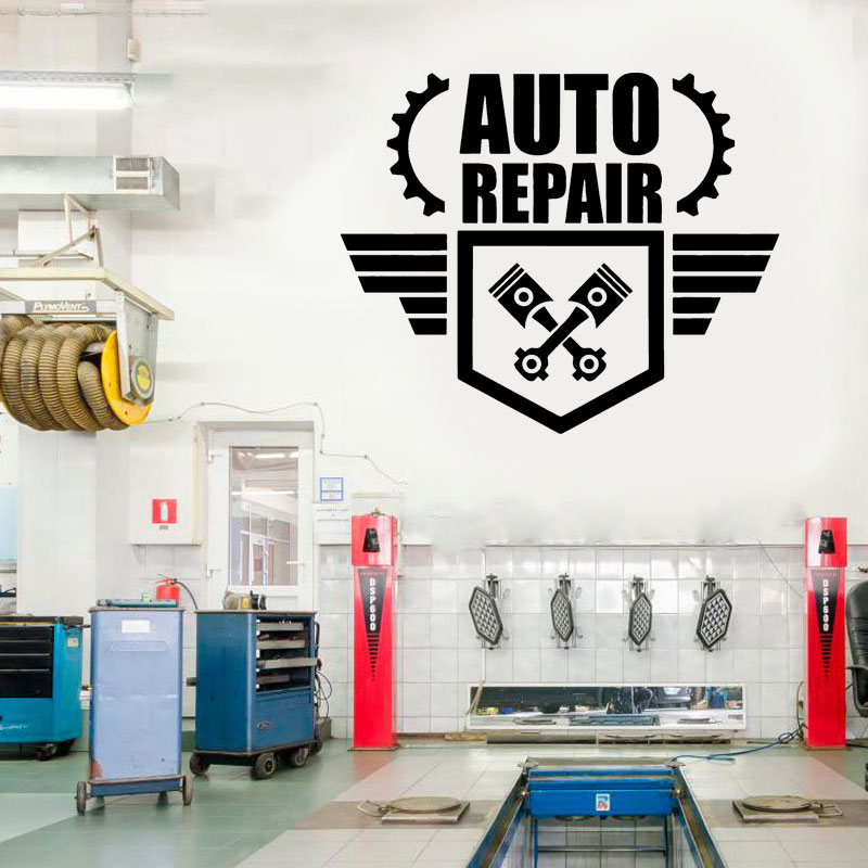 Auto Repair Shop Logo - Decalque de parede para reparo de